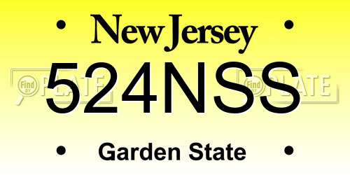 524NSS New Jersey License Plate