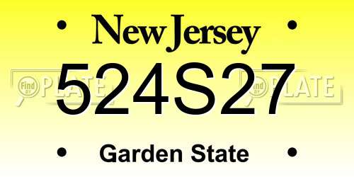 524S27 New Jersey License Plate