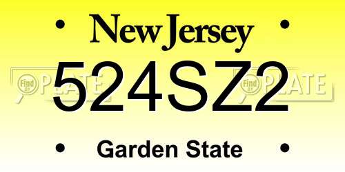 524SZ2 New Jersey License Plate