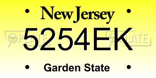 5254EK New Jersey License Plate