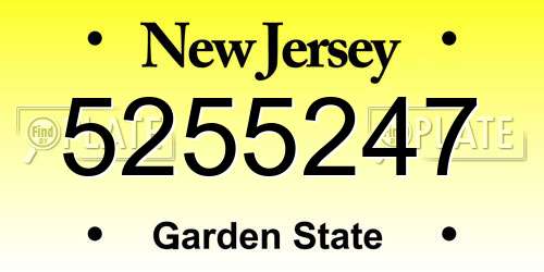 5255247 New Jersey License Plate
