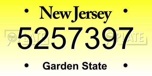 5257397 New Jersey License Plate