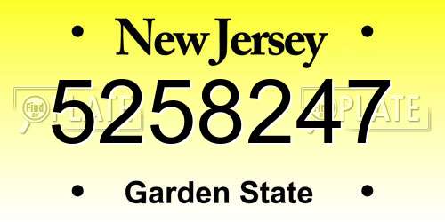 5258247 New Jersey License Plate