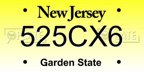525CX6 New Jersey License Plate