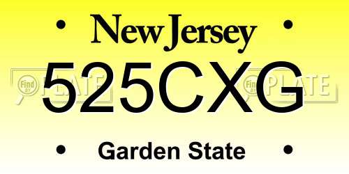 525CXG New Jersey License Plate