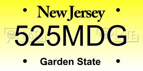 525MDG New Jersey License Plate