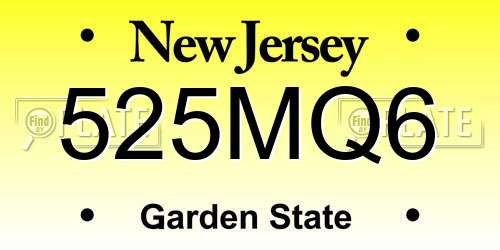 525MQ6 New Jersey License Plate