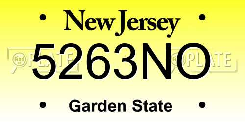 5263NO New Jersey License Plate