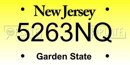 5263NQ New Jersey License Plate