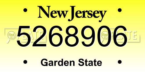 5268906 New Jersey License Plate