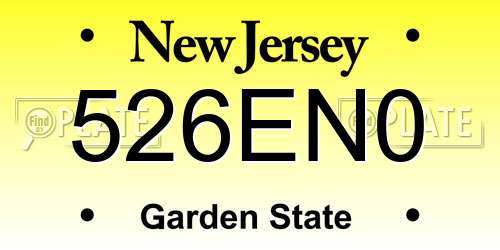 526EN0 New Jersey License Plate