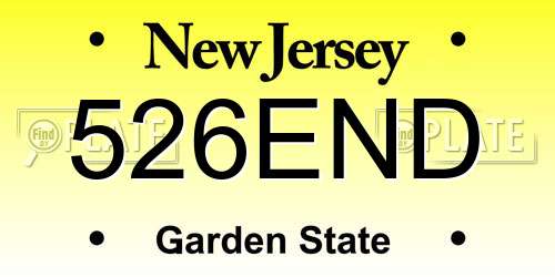 526END New Jersey License Plate
