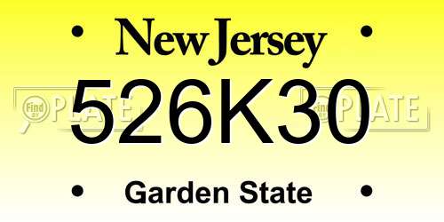 526K30 New Jersey License Plate