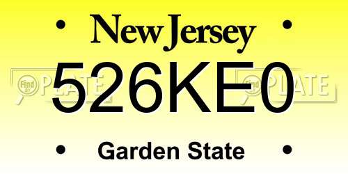526KE0 New Jersey License Plate