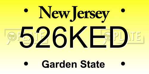 526KED New Jersey License Plate