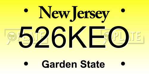 526KEO New Jersey License Plate