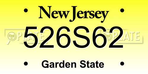 526S62 New Jersey License Plate