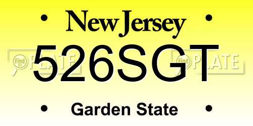 526SGT New Jersey License Plate
