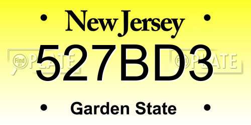 527BD3 New Jersey License Plate