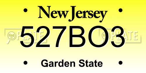 527BO3 New Jersey License Plate