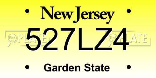 527LZ4 New Jersey License Plate