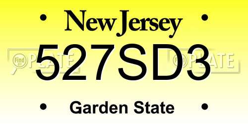 527SD3 New Jersey License Plate