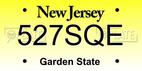 527SQE New Jersey License Plate