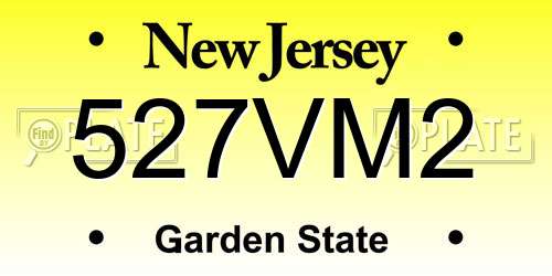 527VM2 New Jersey License Plate