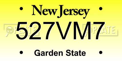 527VM7 New Jersey License Plate