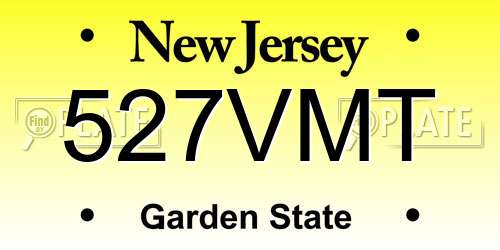 527VMT New Jersey License Plate