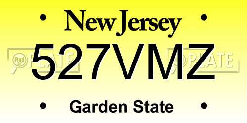 527VMZ New Jersey License Plate