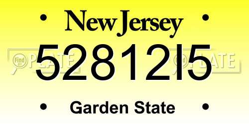52812I5 New Jersey License Plate