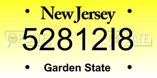 52812I8 New Jersey License Plate