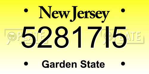52817I5 New Jersey License Plate