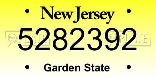 5282392 New Jersey License Plate