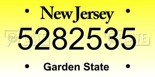 5282535 New Jersey License Plate
