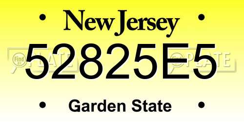 52825E5 New Jersey License Plate
