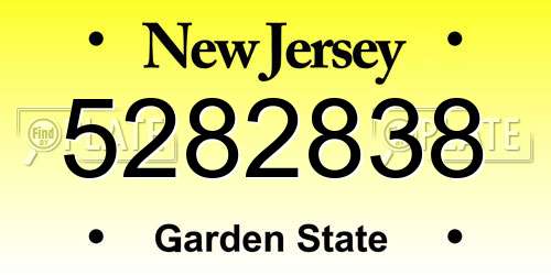 5282838 New Jersey License Plate