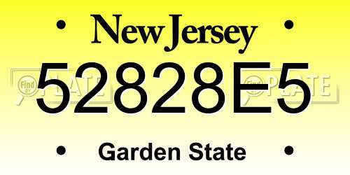 52828E5 New Jersey License Plate