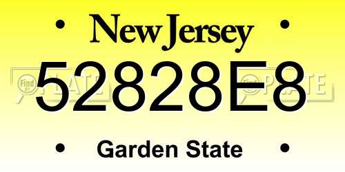 52828E8 New Jersey License Plate