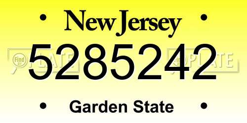 5285242 New Jersey License Plate
