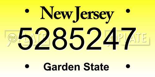 5285247 New Jersey License Plate