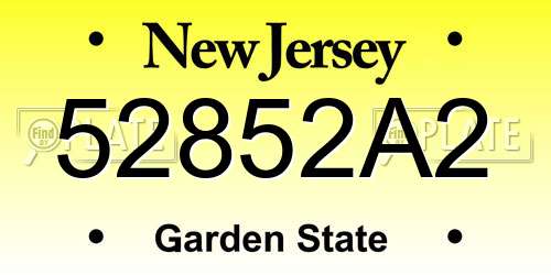 52852A2 New Jersey License Plate