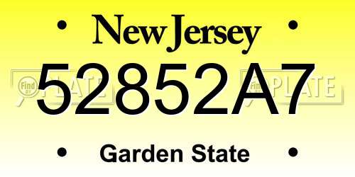 52852A7 New Jersey License Plate