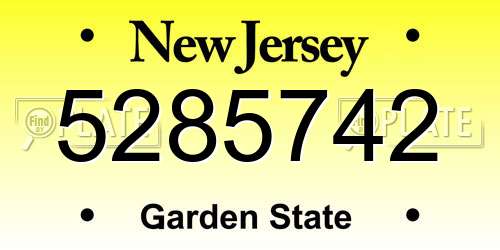5285742 New Jersey License Plate