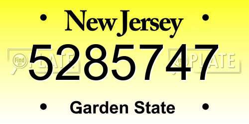 5285747 New Jersey License Plate