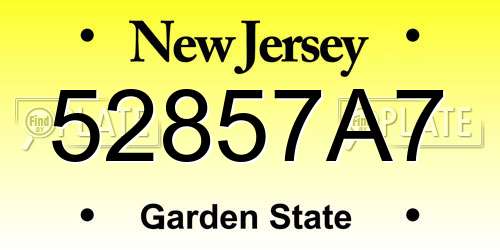 52857A7 New Jersey License Plate