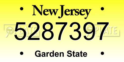 5287397 New Jersey License Plate