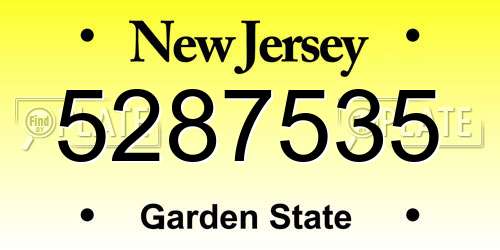 5287535 New Jersey License Plate