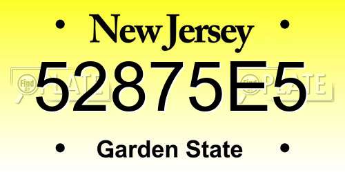 52875E5 New Jersey License Plate